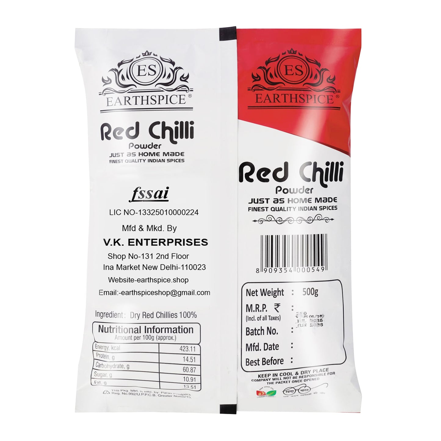 Earthspice Red Chilli Powder with brand label