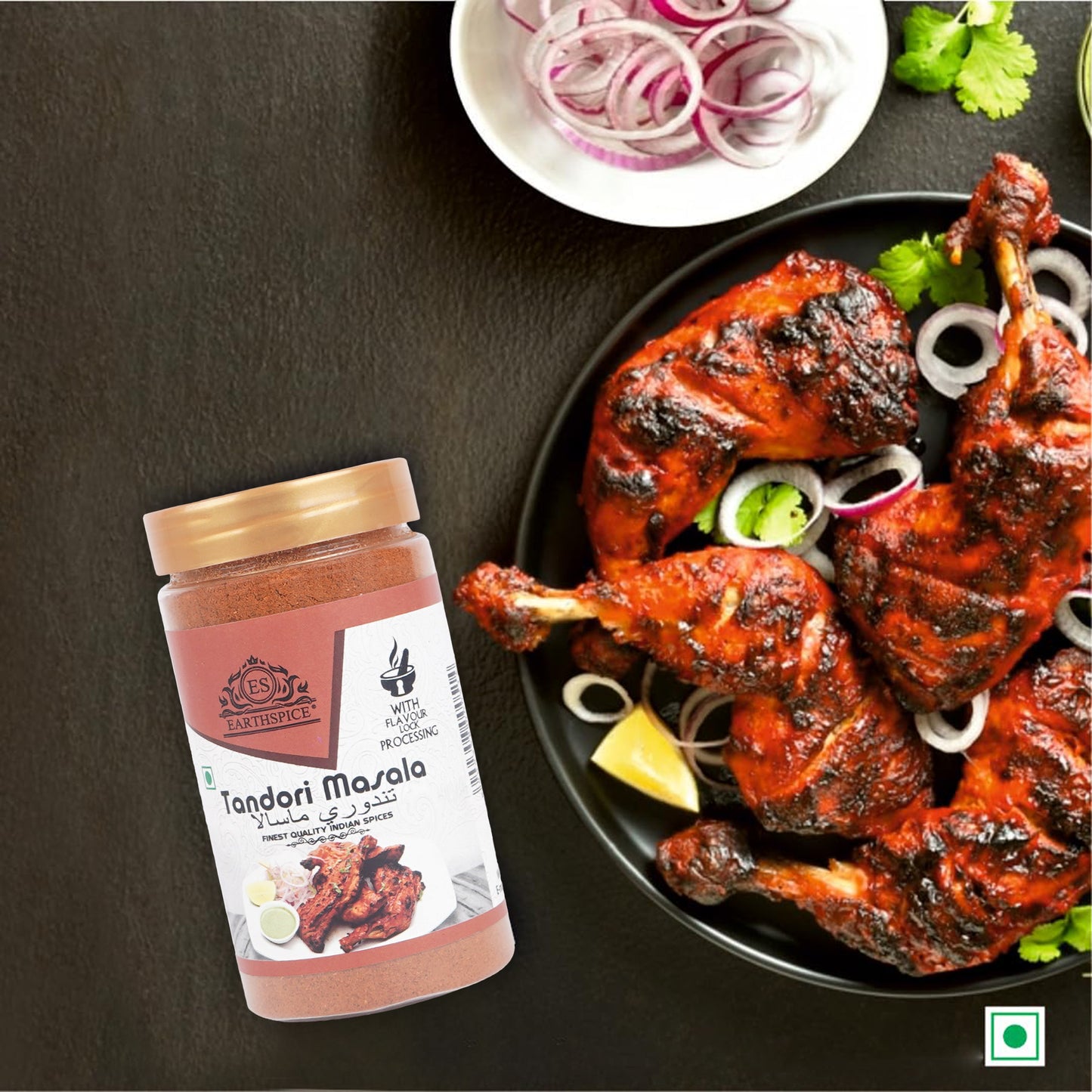 Earthspice Tandoori Masala with grilled chicken and onions.