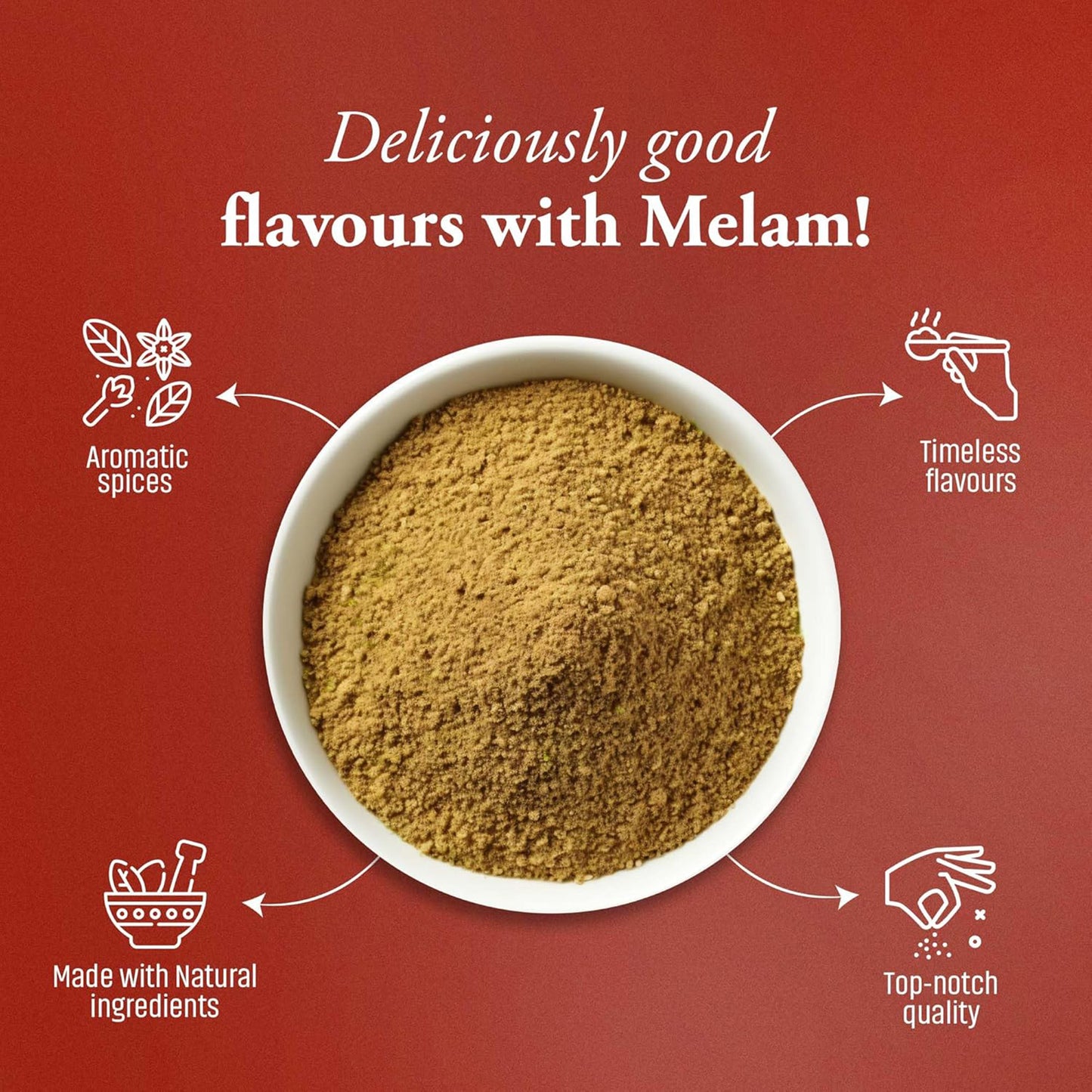 Earthspice Coriander powder on a red background