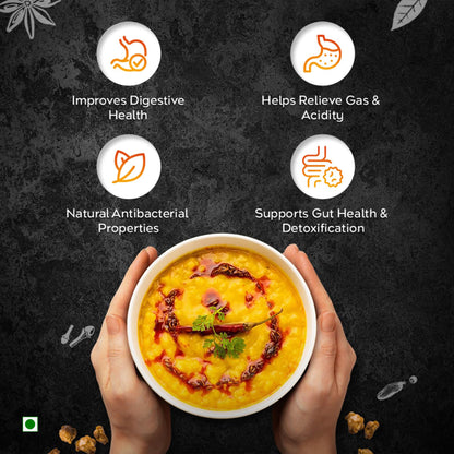 Earthspice hing used Bowl of yellow curry with health benefits.