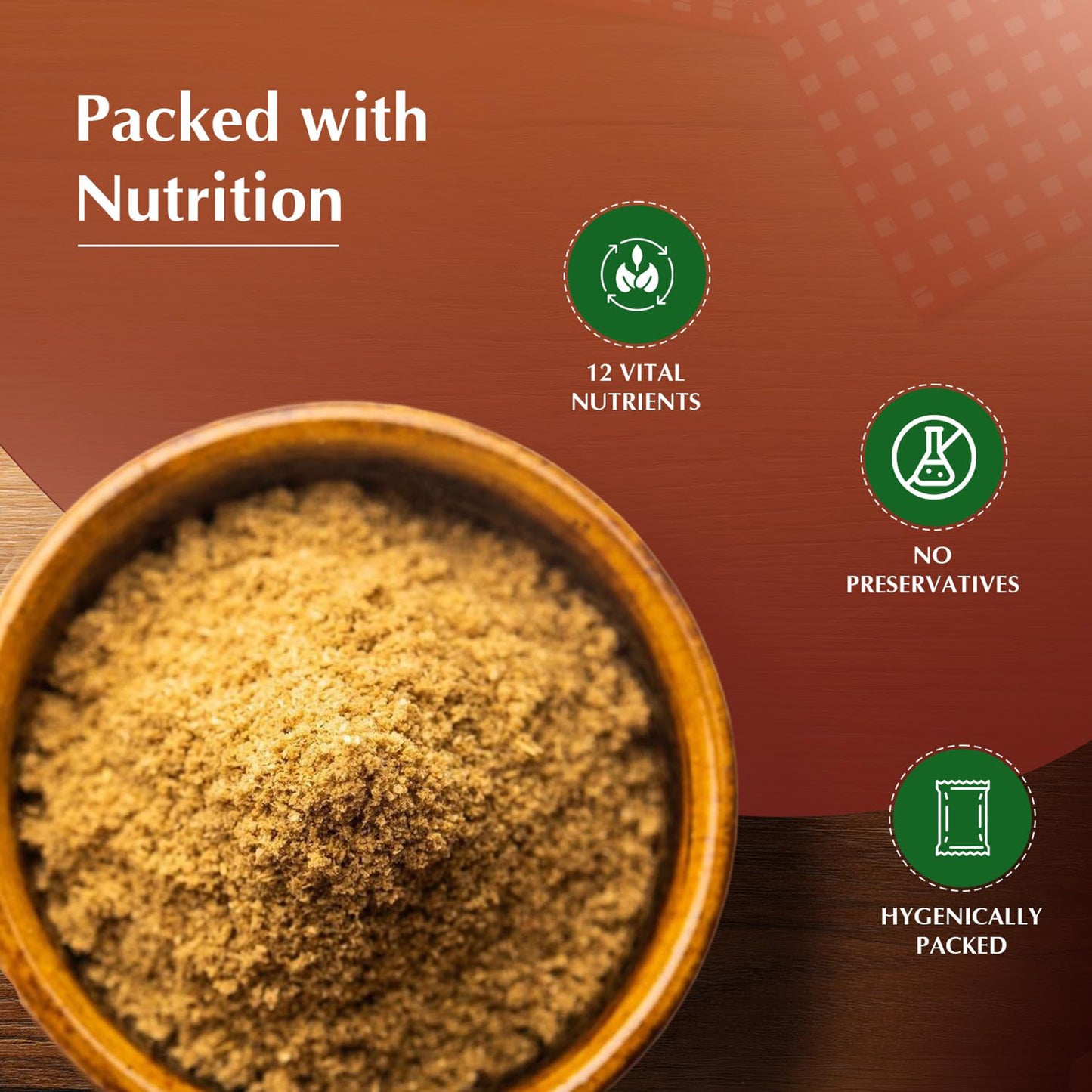 Earthspice cumin powder in a wooden bowl with nutritional information.