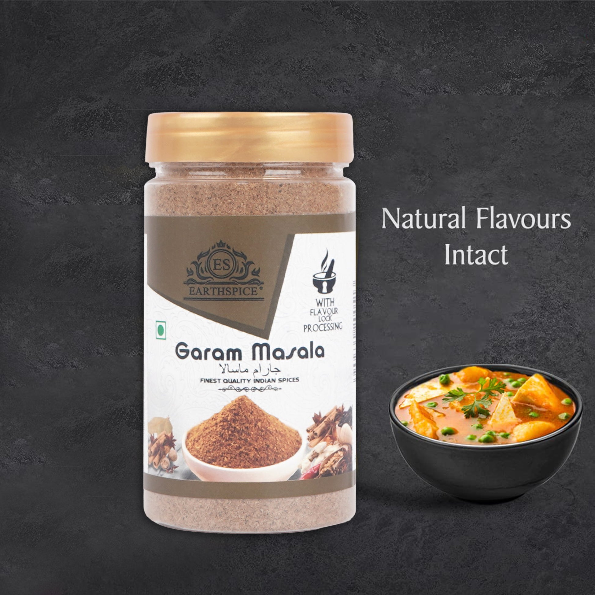 Earthspice Garam Masala with a bowl of food.