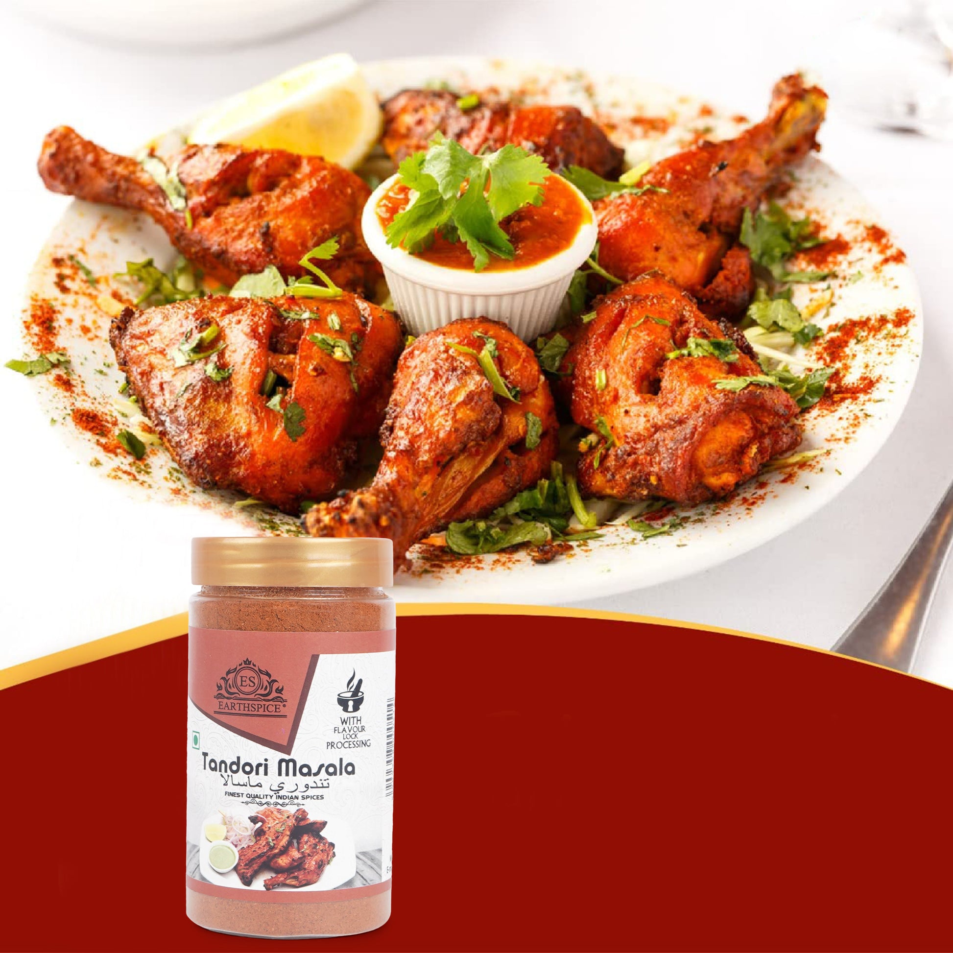 Roasted chicken Earthspice Tandori Masala spice mix.