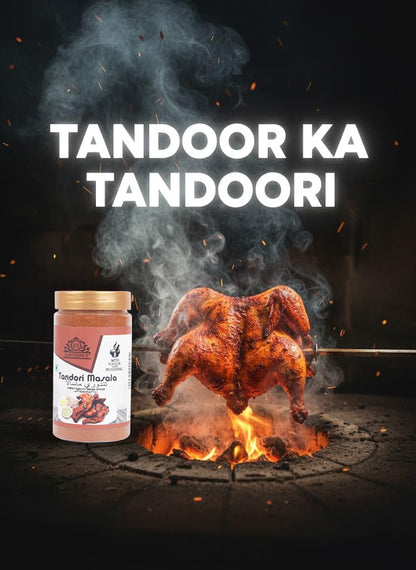 Tandoori chicken being cooked with Earthspice Tandoori Masala.