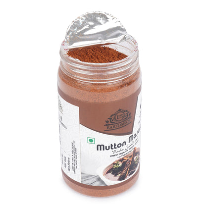 Jar of Mutton Masala spice mix with a label on a white background.