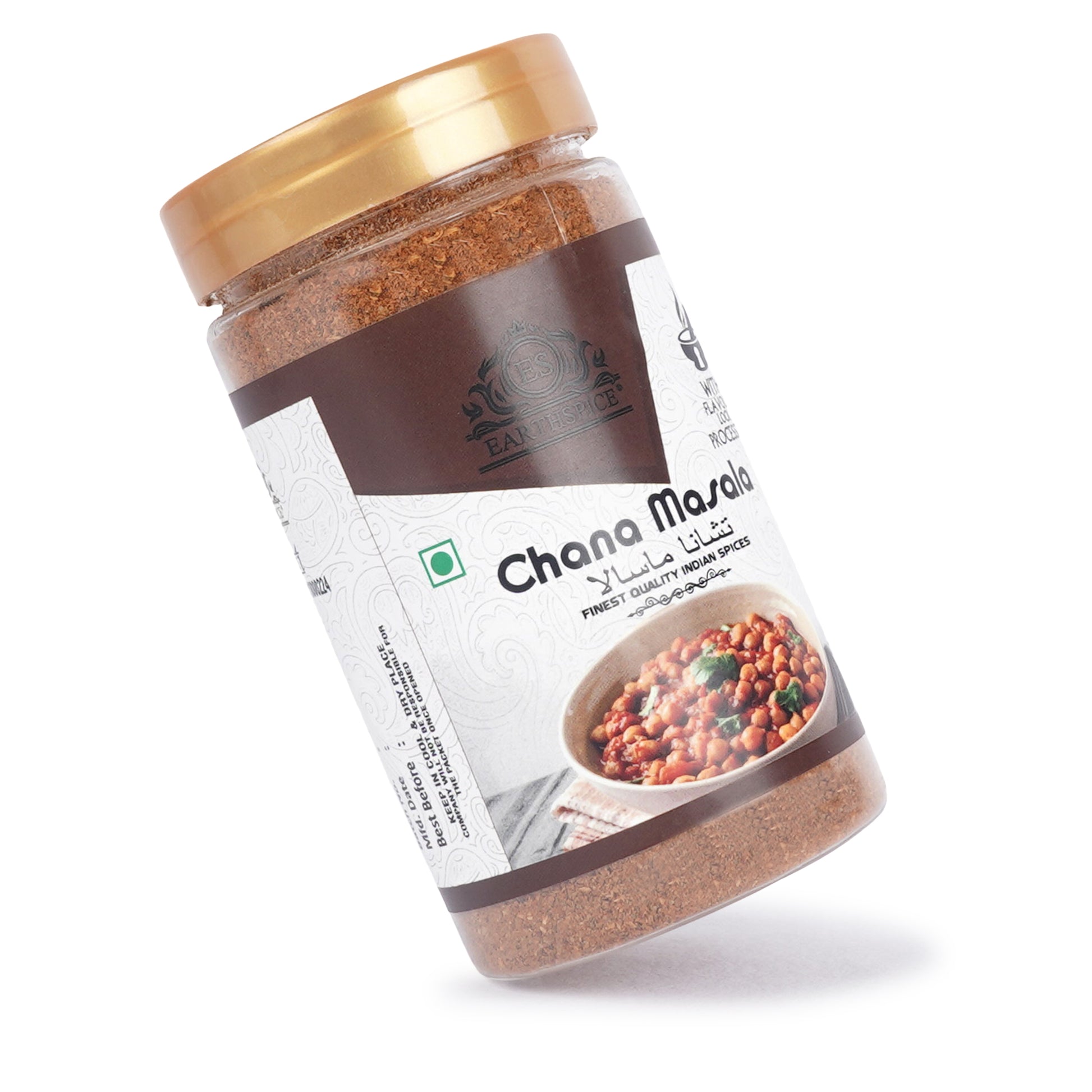 Earthspice Chana Masala spice mix on a white background