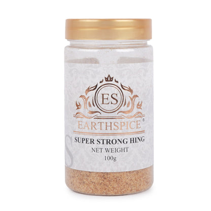 Earthspice Super Strong Hing asafoetida on a white background.