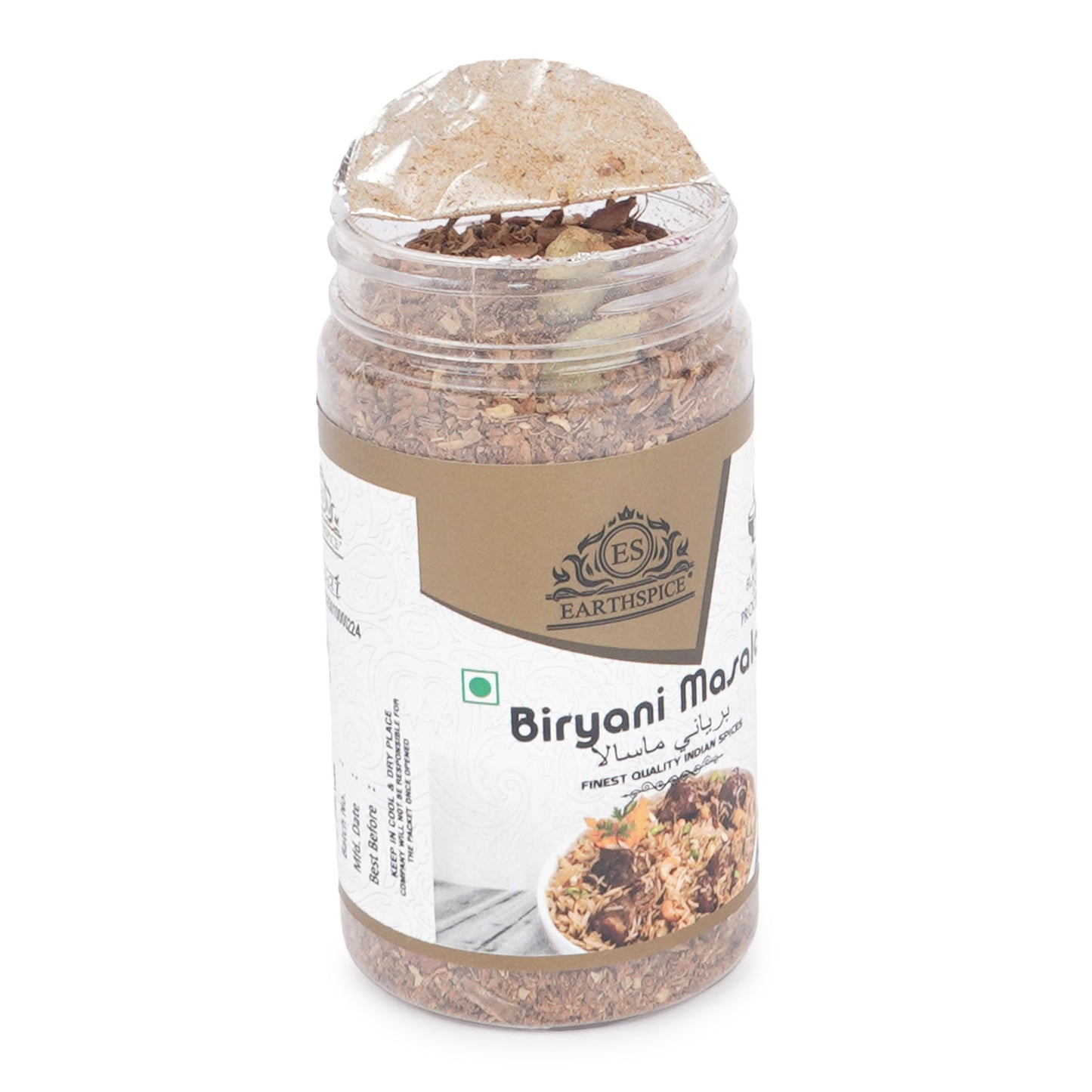 Earthspice Biryani Masala with Earth Spice branding.