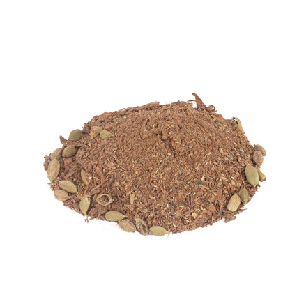 Earthspice Biryani Masala powder with green seeds.