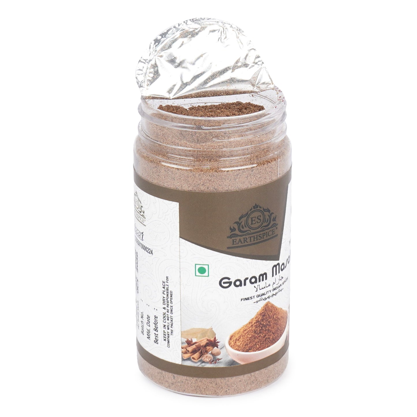 Earthspice Garam Masala spice with a visible brand label.