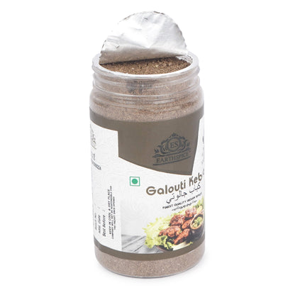 Earthspice Galouti Kabab Masala with a white background