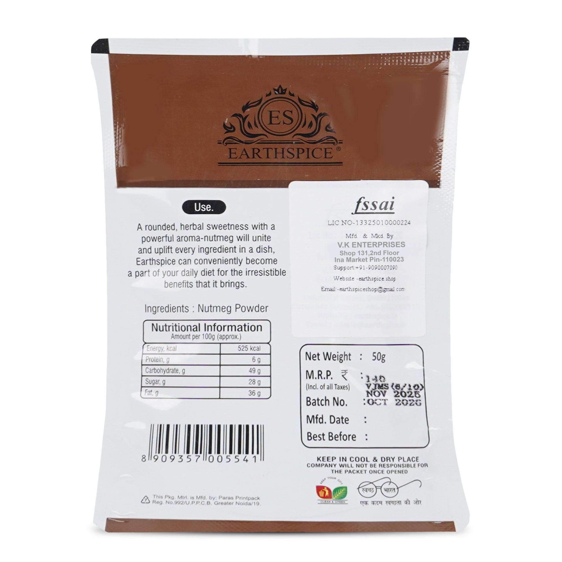 Earthspice product packaging with label on a white background