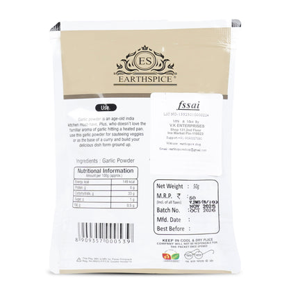 Earthspice garlic powder package with label