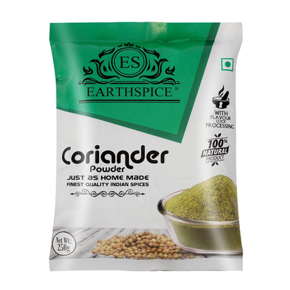 Earthspice coriander powder 250g packaging front image