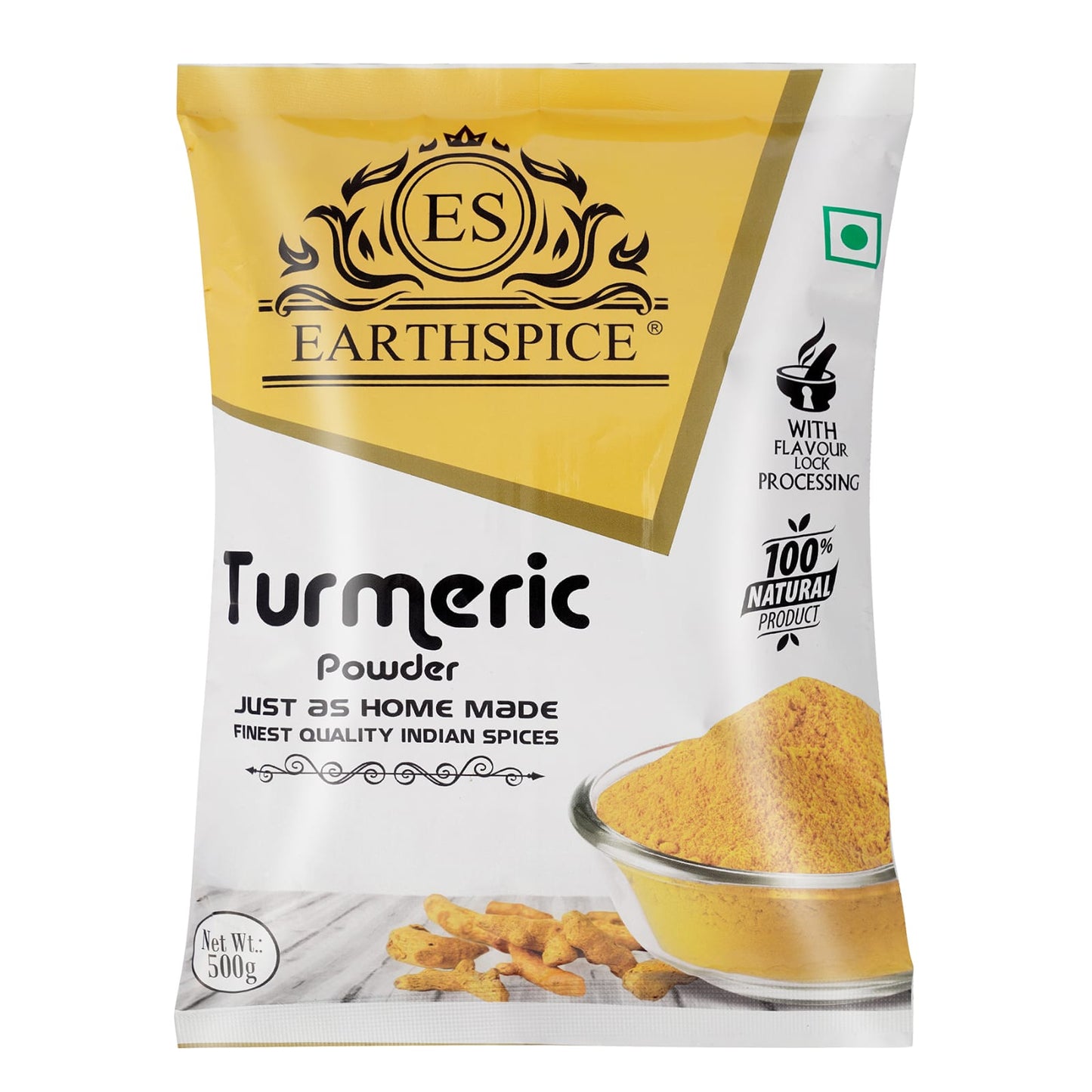 Earthspice Turmeric Powder packaging on a white background