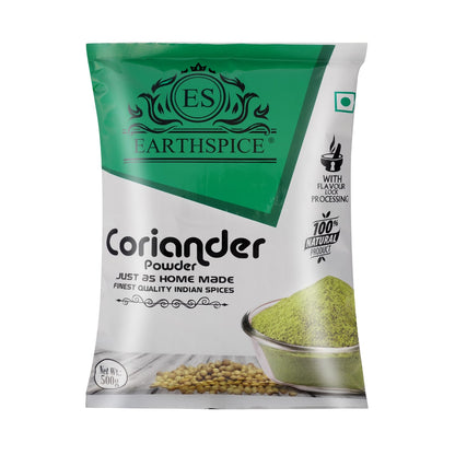 Earthspice coriander powder 500g packaging front image