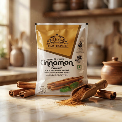 Earthspice cinnamon powder package with cinnamon sticks