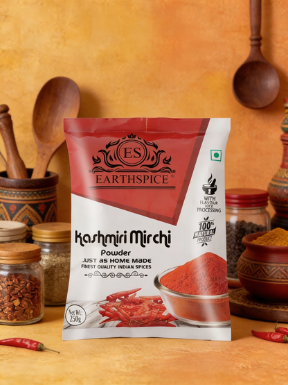 Earthspice Premium Kitchen Combo – Kashmiri Mirch 250g, Hing 50g & Green Cardamom 50g